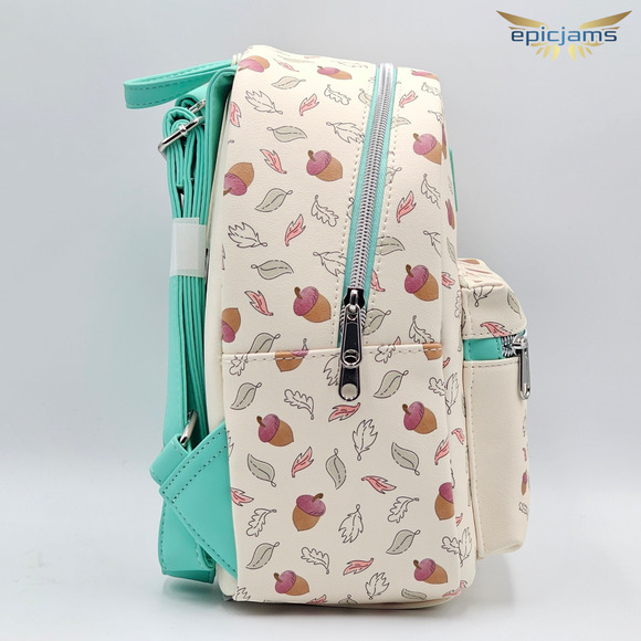 Loungefly Disney Chip 'N' Dale Acorn Dapper Leaves White Mini Backpack Bag New - Picture 4 of 5